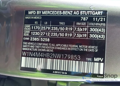 2022 Mercedes-Benz Glb 250 4Matic from USA, damaged, VIN W1N4M4HB2NW179853